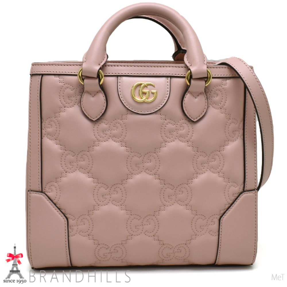 Gucci GG Matelasse Top Handle Leather Shoulder Bag Pink